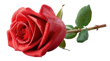 Crimson Rose: A close-up captures the exquisite beauty of a single, vibrant crimson rose, its velvety petals unfolding gracefully to reveal intricate details.