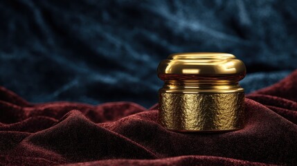 Ornate Gold Box on Velvet Fabric - A Luxurious Still Life.