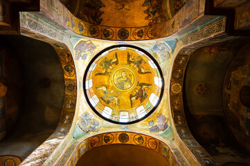 Dome fresco of Christ Pantocrator in Saint Sophia Cathedral Kyiv Ukraine
