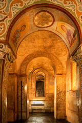 Ancient frescoed corridor inside Saint Sophia Cathedral Kyiv Ukraine