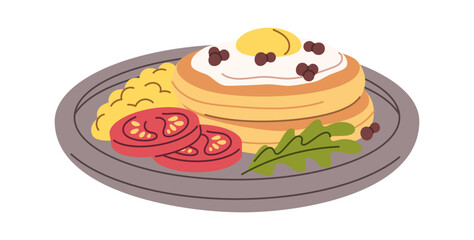 Breakfast pancakes served with garnish