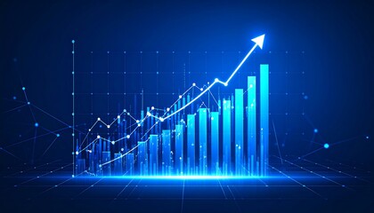 Abstract graph showing upward trend with glowing lines