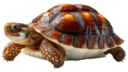 Radiant Tortoise: A close-up photograph of a radiant tortoise, highlighting the intricate patterns and warm hues of its shell, as it navigates a natural habitat. 