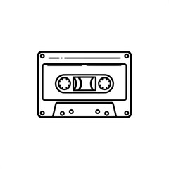 Obraz premium Cassette Tape Vintage Outline Illustration