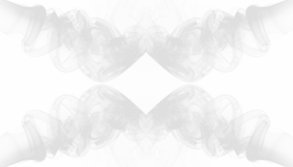 PNG of white smoke creating mirrored spiral accents on sides, symmetrical vapor swirl, airy haze design, abstract smoky element for decorative overlay and graphic use