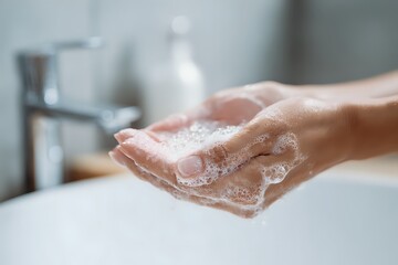 Fototapeta premium Foaming Cleanser Dispensing into Hand
