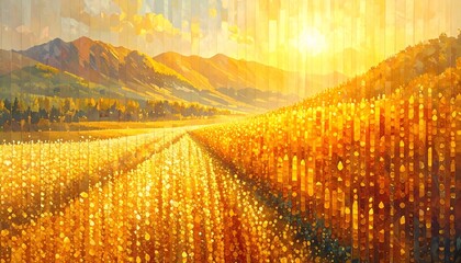 Golden field at sunrise
