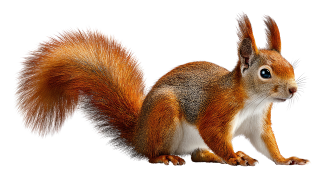 Vivid Squirrel Portrait: A captivating close-up unveils the vibrant beauty of a squirrel, showcasing its lush fur, bright eyes, and dynamic posture in a meticulously detailed photo.