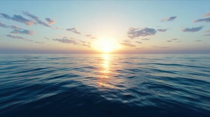 Golden hour sunlight on sea surface with clouds, great for nature blogs, inspirational content, and calming visuals