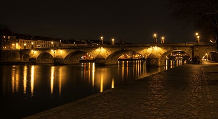 Obraz premium Night bridge over river