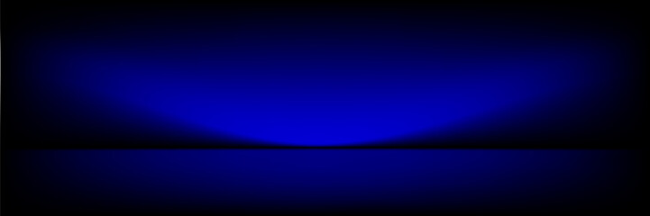 Blue studio room. Limbo light background. Abstract 3d backdrop for product presentation. Minimal wall scene. Showcase, promotion display. Vector