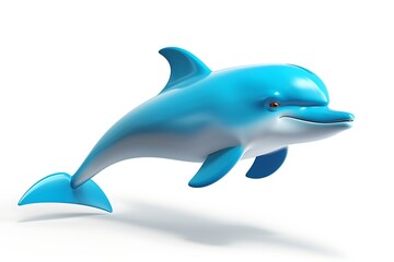 Fototapeta premium Vibrant blue dolphin gracefully swimming in clear water, showcasing marine life and tranquility