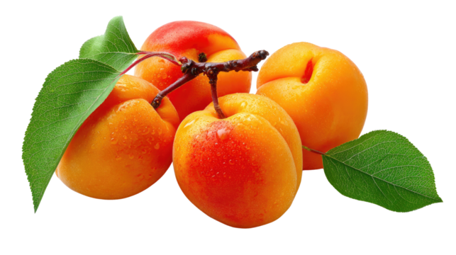Fresh Apricots: A vibrant arrangement of ripe apricots, their skin flushed with rich hues, are complemented by verdant leaves, offering a visual treat.