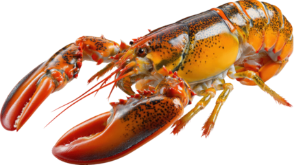 Ocean's Treasure: A vibrant, cooked lobster showcased in exquisite detail, perfect for culinary displays and seafood themes.
