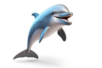 Obraz premium Playful dolphin leaping joyfully above the water's surface in a serene ocean backdrop