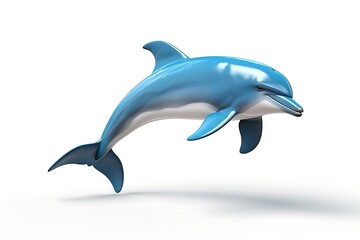 Obraz premium A vibrant dolphin leaping gracefully above the water surface in a serene ocean setting