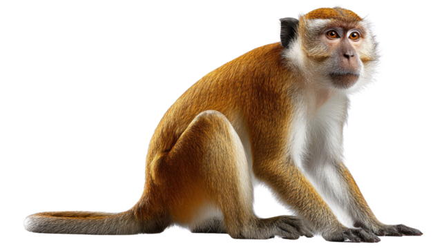 Monkey's Calm Stance: An adult monkey rests peacefully, showcasing the essence of naturalism and serenity, observing the moment of calm