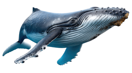 Majestic Humpback Whale Underwater: A stunning view of a solitary humpback whale gracefully gliding through the deep ocean. Capturing its massive size and elegant form.