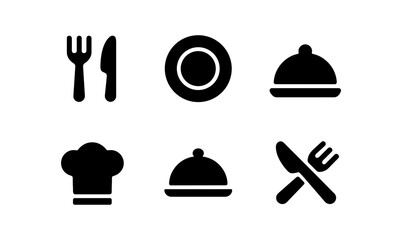 Minimalist culinary icon set featuring food and dining symbols