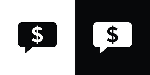 Dollar Sign Inside Speech Bubble, Monetary Exchange Vector, Currency Icon in Flat Style