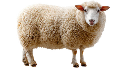 Single Sheep Portrait: A pristine sheep stands regally, presenting a serene portrait of farm life. With its woolly coat, it embodies the purity of rural existence.