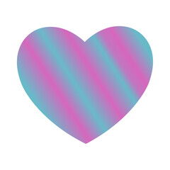 Striped Blue and Pink Gradient Heart on White Background