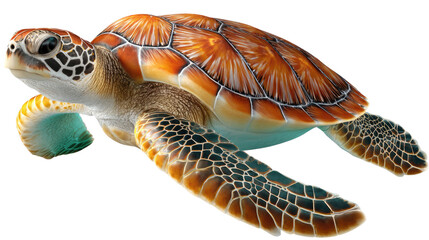 Sea Turtle's Underwater Serenity: The vibrant marine turtle floats peacefully, its intricately patterned shell glistening as it glides through the transparent ocean.