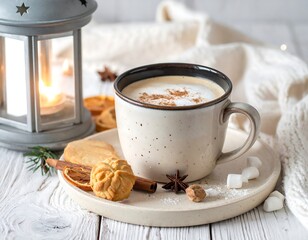 Cozy winter coffee scene
