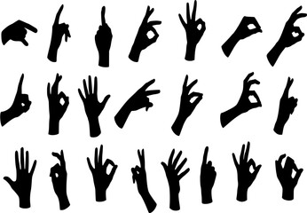 Fototapeta premium Silhouettes of hands, vector 