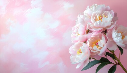 AI Generated Image Peonies on a bright smooth pink background Mother’s Day concept