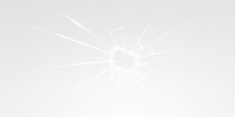 A bullet hole in glass, the structure of broken glass with shards. A pattern on glass from an impact or bullet strike, vector, png.
