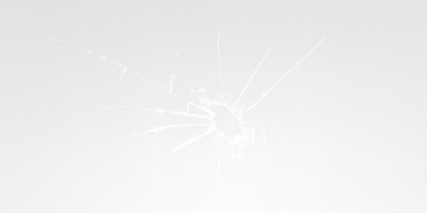 A bullet hole in glass, the structure of broken glass with shards. A pattern on glass from an impact or bullet strike, vector, png.