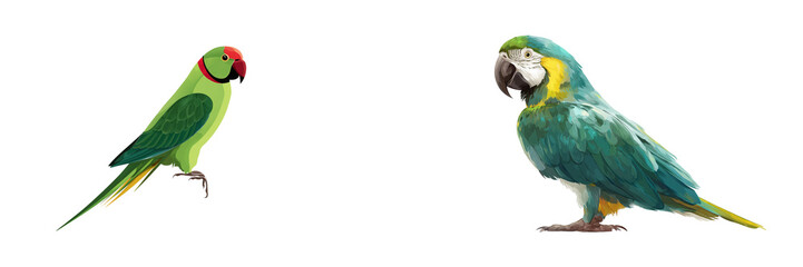 Set of a Parrot bird icon isolated on transparent background. 