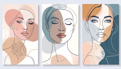 Abstract female portraits, minimalist style