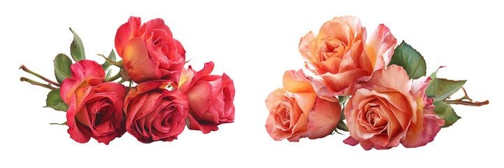Set of a rose isolated on transparent background.