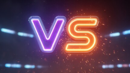 Electrifying Neon Versus Sign with Dynamic Lighting against a Dark Background for Competitive Themes or Gaming Concepts