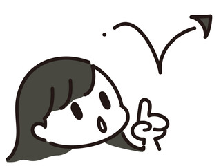Cute female character with raised finger and black hair