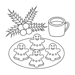Christmas Cookies Holly and Hot Chocolate on a Plate Keywords: christmas, cookies, gingerbread man, holly, berries, leaves, hot chocolate, mug, drink, festive, holiday, winter, food, sweet