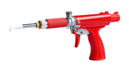 Scientific Tool: A high-angle, detailed view showcases a striking red-colored scientific tool, designed for intricate work. Every component of this innovative instrument is clearly visible.