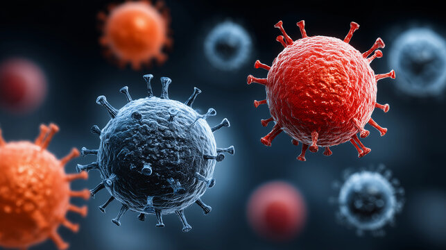 Intricate details of microscopic viruses in a digital representation of infection dynamics