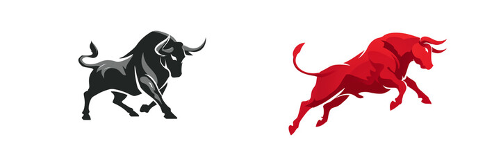  Set of a bull icon isolated on transparent background.