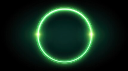 Obraz premium Bright Green Neon Circle with Glowing Edges on Black Background for Digital Art and Design Use in Technology and Energy Themes