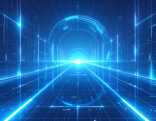 Cyber Grid and Data Patterns – Futuristic Tech Background