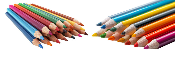 Set of a colored pencils isolated on transparent background . 