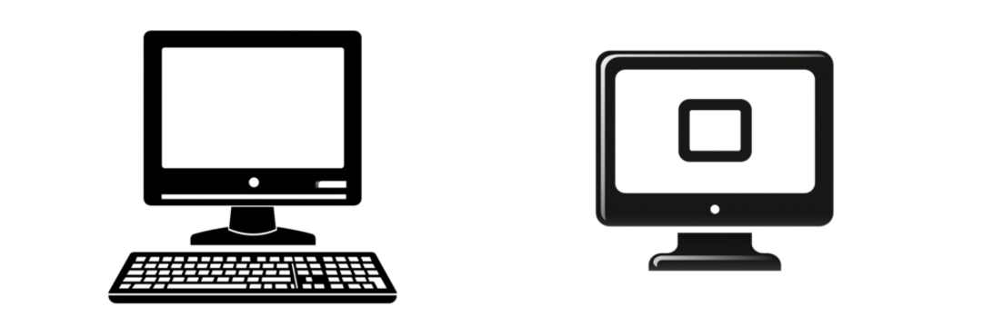 Set of a computer icon isolated on transparent background. 