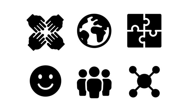 Set of communication and unity icons in minimalist style