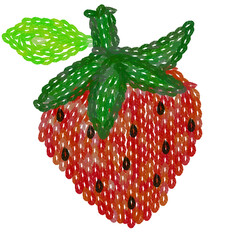 Embroidery Style Strawberry Illustration, Hand Drawn Fruit Design