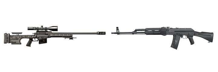  Set of a gun isolated on transparent background. 