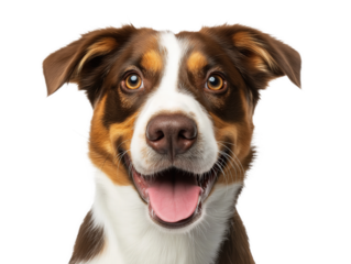Dog face isolated, happy cute smiling pet dog, pet dog portrait, isolated on a transparent background, professional pet photography