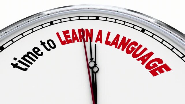 Time to Learn a New Language Clock Bilingual Course Class Lessons 3d Animation